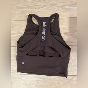 Lululemon Logo Elastic Everlux Shelf Tank Top Espresso Size 6